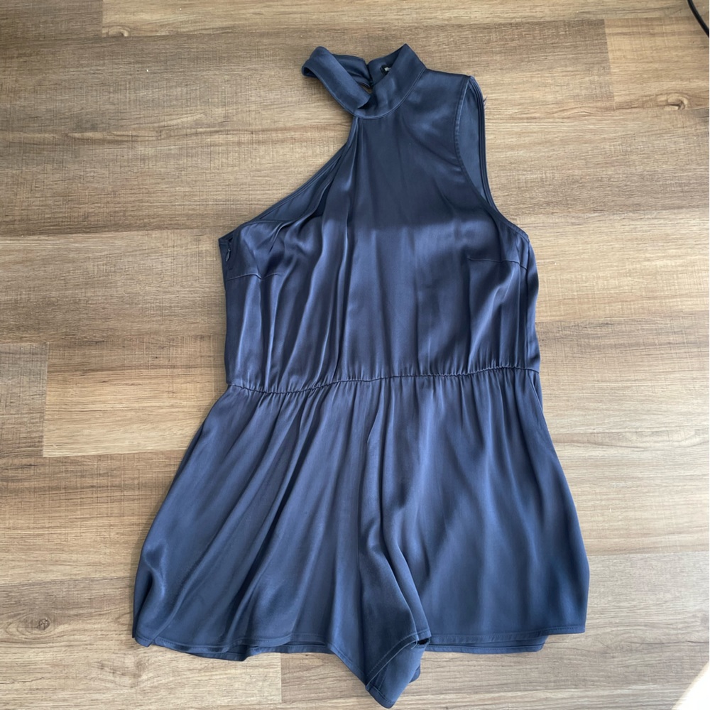 Blue One Shoulder Romper